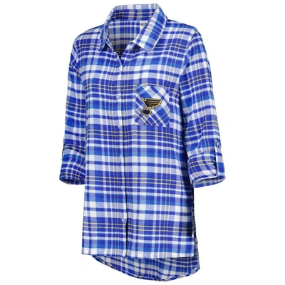 Shop Concepts Sport Blue St. Louis Blues Mainstay Flannel Full-button Long Sleeve Nightshirt