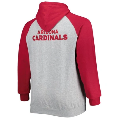 Shop Profile Heather Gray Arizona Cardinals Big & Tall Fleece Raglan Full-zip Hoodie Jacket