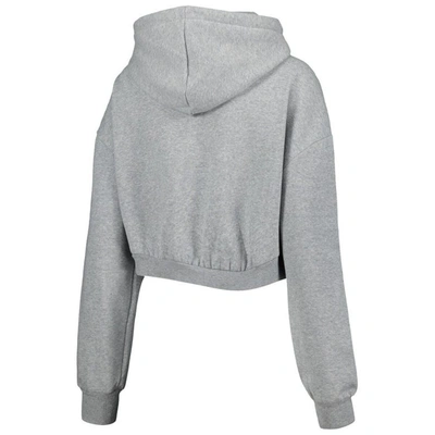 Shop The Wild Collective Gray Pittsburgh Steelers Cropped Pullover Hoodie In Heather Gray