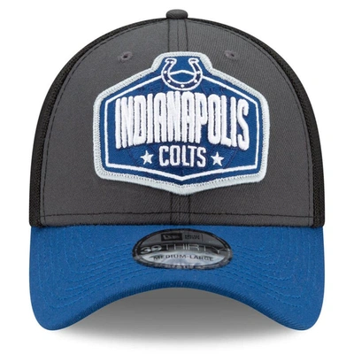 Shop New Era Graphite/royal Indianapolis Colts 2021 Nfl Draft Trucker 39thirty Flex Hat