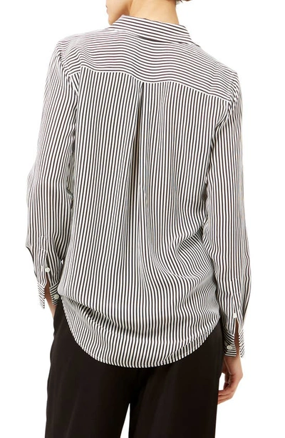 Shop Equipment Essential Stripe Silk Shirt In Bright White - True Black