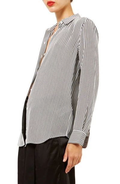 Shop Equipment Essential Stripe Silk Shirt In Bright White - True Black