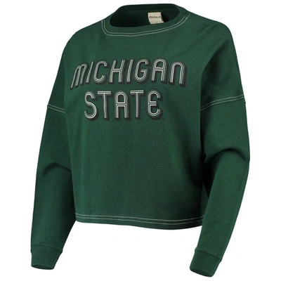 Shop Chicka-d Green Michigan State Spartans Vintage Jersey Boxy Big Long Sleeve T-shirt