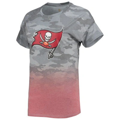 Outerstuff Juniors Gray/red Tampa Bay Buccaneers Beth Camo Dip-dye T-shirt In Gray