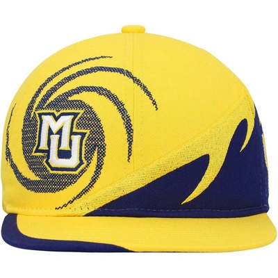 Shop Mitchell & Ness Youth  Gold/blue Marquette Golden Eagles Spiral Snapback Hat