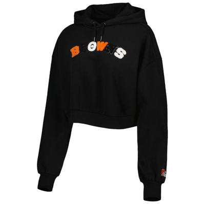 Shop The Wild Collective Black Cleveland Browns Cropped Pullover Hoodie