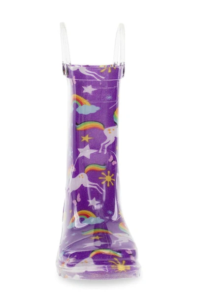 Western Chief Rainbow Unicorn Light-up Waterproof Rain Boot In Purple