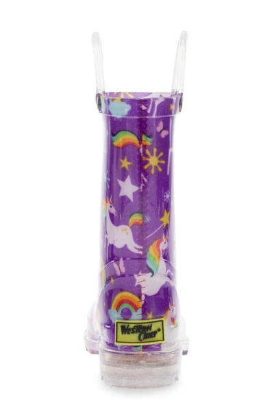 Western Chief Rainbow Unicorn Light-up Waterproof Rain Boot In Purple