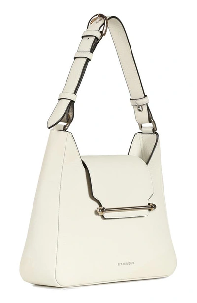 Shop Strathberry Multrees Leather Hobo In Vanilla