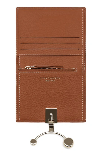 Shop Strathberry Crescent Leather Wallet In Tan