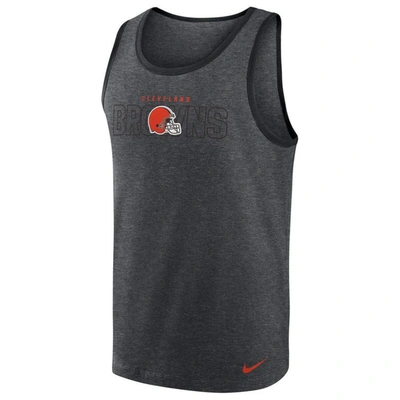 Shop Nike Heathered Charcoal Cleveland Browns Tri-blend Tank Top In Heather Charcoal