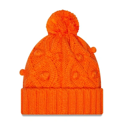 Shop New Era Girls Youth  Orange Denver Broncos Toasty Cuffed Knit Hat With Pom