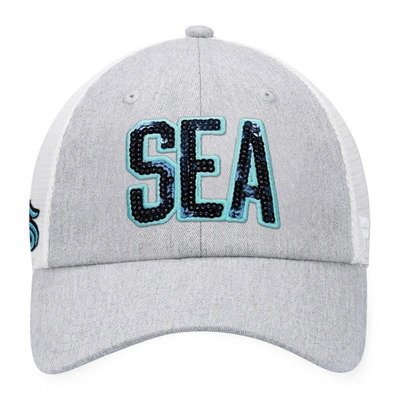 Shop Fanatics Branded Heather Gray/white Seattle Kraken Iconic Glimmer Trucker Snapback Hat