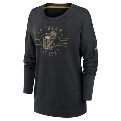 Shop Nike Black New Orleans Saints Rewind Playback Icon Performance Pullover Sweatshirt