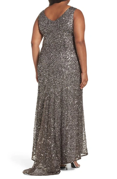 Shop Adrianna Papell Sequin A-line Gown In Lead