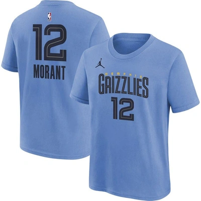 Shop Jordan Brand Youth  Ja Morant Light Blue Memphis Grizzlies Statement Edition Name & Number Player T-s