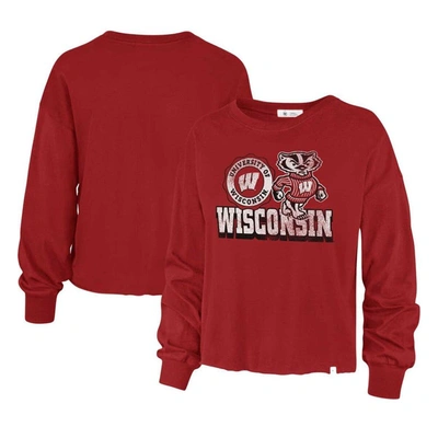 Shop 47 ' Red Wisconsin Badgers Bottom Line Parkway Long Sleeve High Waist T-shirt