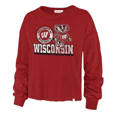 Shop 47 ' Red Wisconsin Badgers Bottom Line Parkway Long Sleeve High Waist T-shirt