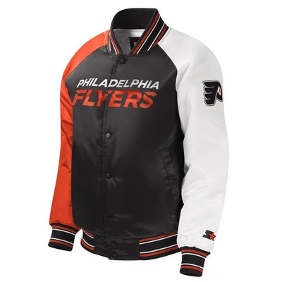 Shop Starter Youth  Black Philadelphia Flyers Raglan Full-snap Varsity Jacket In Orange