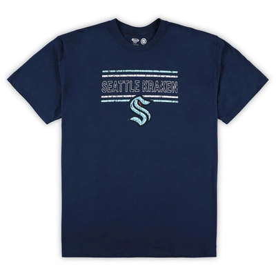 Shop Profile Deep Sea Blue/gray Seattle Kraken Big & Tall T-shirt & Pajama Pants Sleep Set In Navy