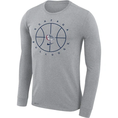 Shop Nike Gray Gonzaga Bulldogs Basketball Icon Legend Performance Long Sleeve T-shirt