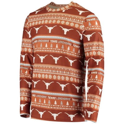 Shop Concepts Sport Texas Orange Texas Longhorns Ugly Sweater Knit Long Sleeve Top And Pant Set In Burnt Orange