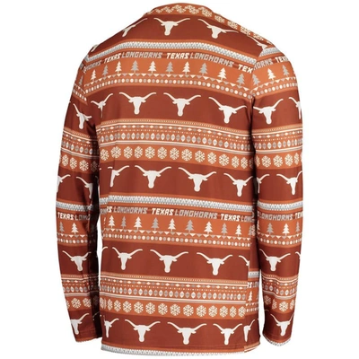 Shop Concepts Sport Texas Orange Texas Longhorns Ugly Sweater Knit Long Sleeve Top And Pant Set In Burnt Orange