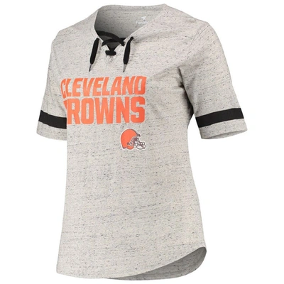 Shop Profile Heathered Gray Cleveland Browns Plus Size Lace-up V-neck T-shirt In Heather Gray