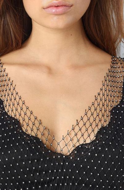 Noisy May Xenia Sleeveless Net Dress In Black Detail Silver