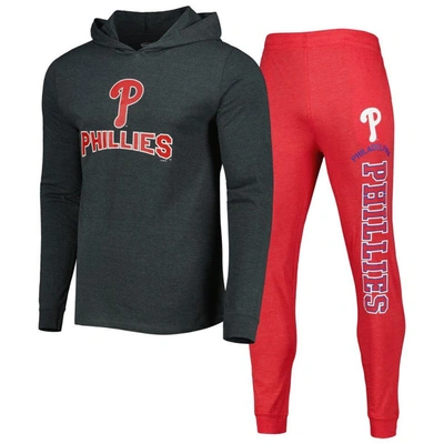 Shop Concepts Sport Heather Red/heather Charcoal Philadelphia Phillies Meter Pullover Hoodie & Joggers Se