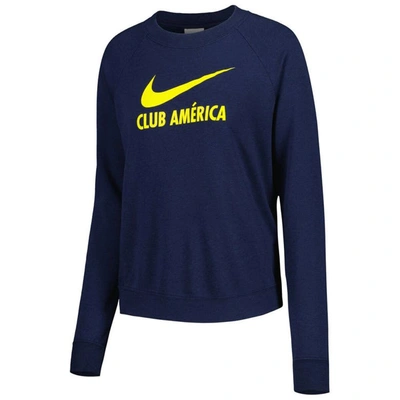 Shop Nike Navy Club America Lockup Varsity Tri-blend Raglan Pullover Sweatshirt
