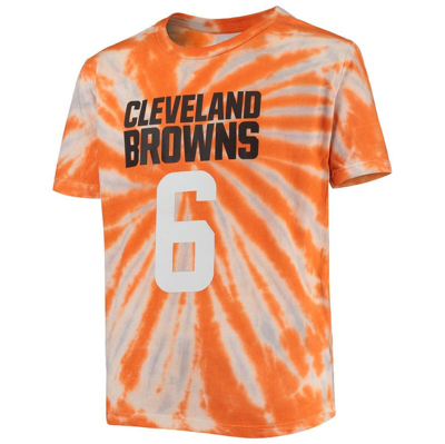 Shop Outerstuff Youth Baker Mayfield Orange Cleveland Browns Tie-dye Name & Number T-shirt