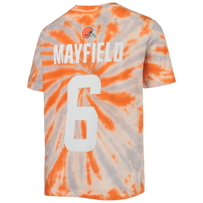 Shop Outerstuff Youth Baker Mayfield Orange Cleveland Browns Tie-dye Name & Number T-shirt