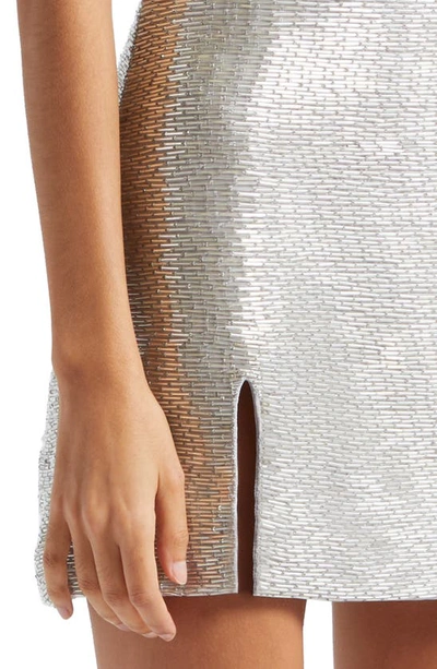 Shop Staud Le Sable Beaded Minidress In Silver