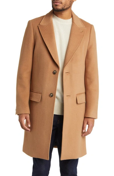 Shop Ted Baker Peak Lapel Wool Blend Coat In Tan