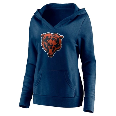 Fanatics Women's  Justin Fields Navy Chicago Bears Player Icon Name And Number V-neck Pullover Hoodie In Navy