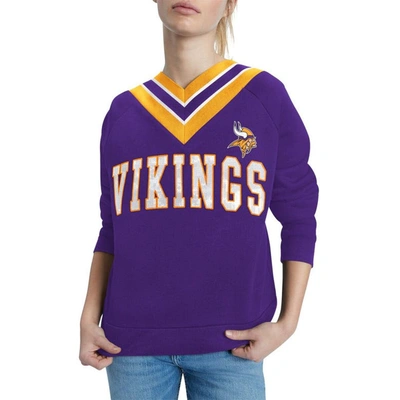 Shop Tommy Hilfiger Purple Minnesota Vikings Heidi Raglan V-neck Sweater