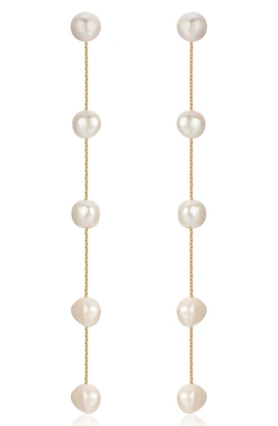 Ettika Dripping Freshwater Pearl Linear Drop Earrings In Gold
