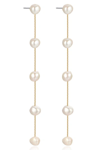 Ettika Dripping Freshwater Pearl Linear Drop Earrings In Gold