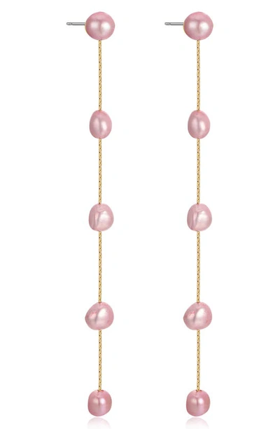 Shop Ettika Dripping Freshwater Pearl Linear Drop Earrings In Pink