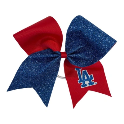 Shop Usa Licensed Bows Los Angeles Dodgers Jumbo Glitter Bow With Ponytail Holder In Blue