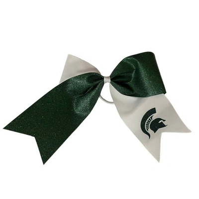 Shop Usa Licensed Bows Michigan State Spartans Jumbo Glitter Bow With Ponytail Holder In Green