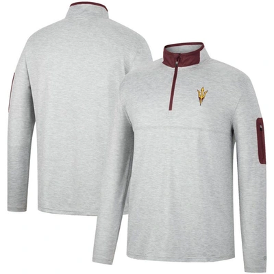 Shop Colosseum Heathered Gray/maroon Arizona State Sun Devils Country Club Windshirt Quarter-zip Jacket In Heather Gray