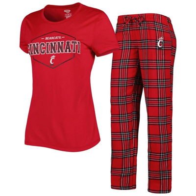 Shop Concepts Sport Red/black Cincinnati Bearcats Badge T-shirt & Flannel Pants Sleep Set