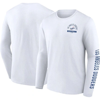 Shop Fanatics Branded White Los Angeles Dodgers Pressbox Long Sleeve T-shirt