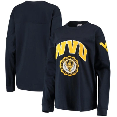 Shop Pressbox Navy West Virginia Mountaineers Edith Long Sleeve T-shirt