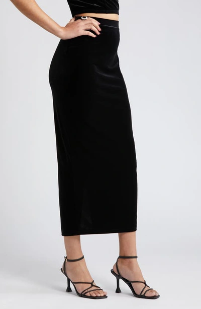 Shop Open Edit Velour Maxi Skirt In Black
