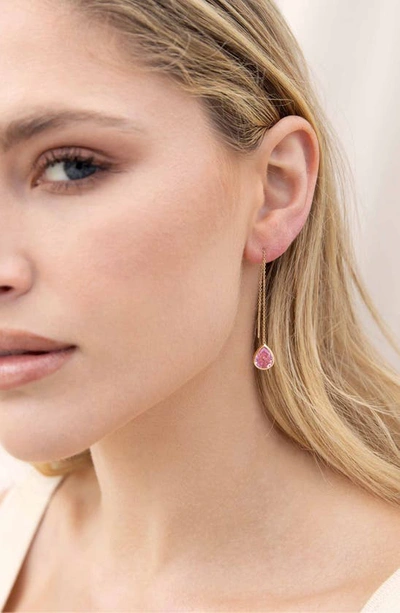 Ettika Cubic Zirconia Threader Earrings In Pink