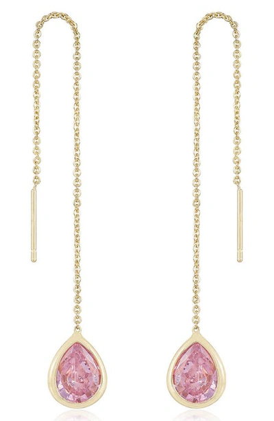 Ettika Cubic Zirconia Threader Earrings In Pink