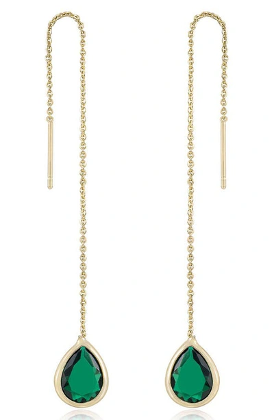 Ettika Teardrop Threader Earrings In Green